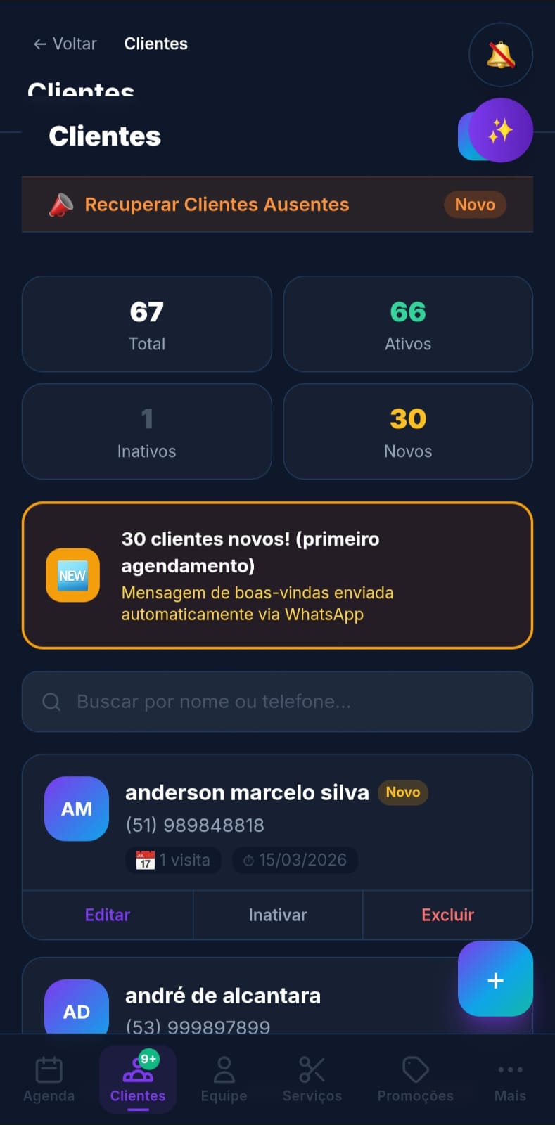Clientes cadastrados
