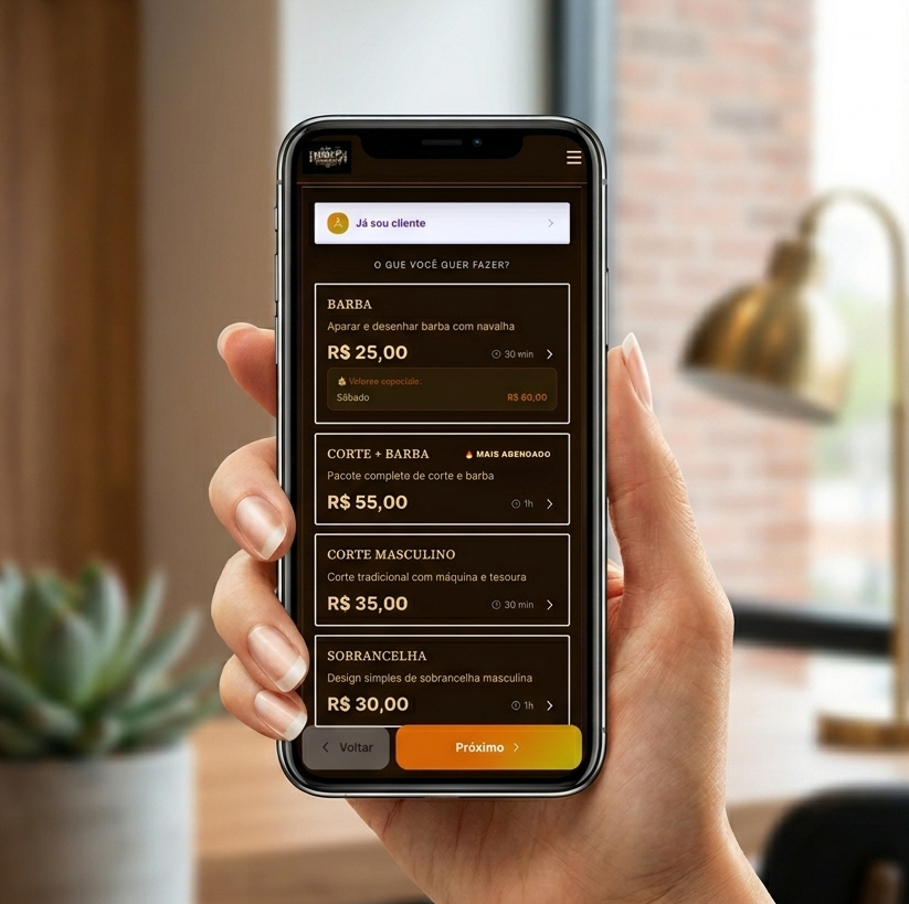 Site profissional AgendAqui — agendamento online para barbearia